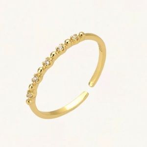 Brand new - White zirconia thin stackable gold ring- 925 silver- 14k gold plated